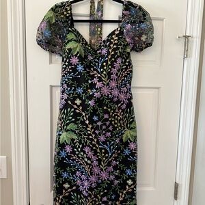 Kensie Black Dress with Floral Embroidery